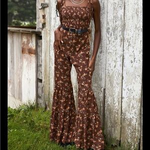 Audrey Parks by Francesca Floral Bell Bottom Jumpsuit